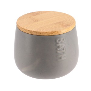 Evideco French Home Goods Dolomite Cotton Box with Bamboo Lid - Stylish Storage for Bathroom & Vanity - 1 of 4
