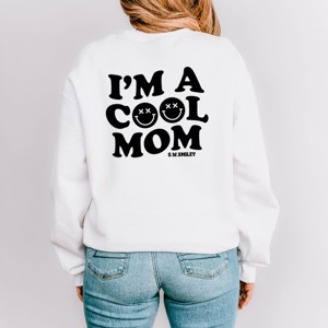Simply Sage Market S.W.Smiley I'm A Cool Mom Smiley Face Front And Back Sweatshirt - XL - White - 1 of 4