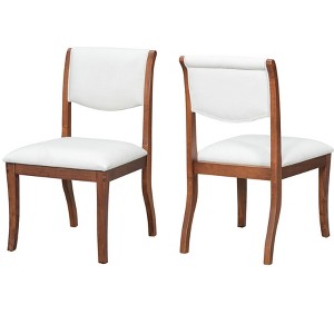 Set of 2 Dining Chair Upholstered Dinner Chair Armless Chairs with Padded Seat, Solid Hardwood Frame - Modernluxe - 1 of 4