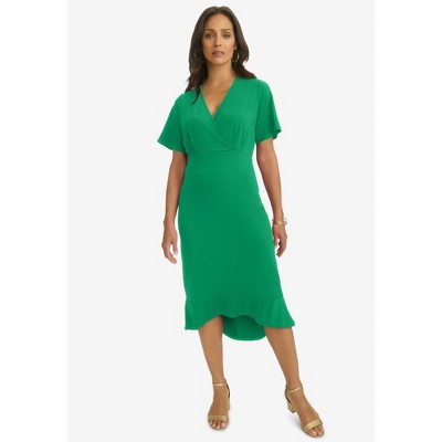 Jessica London Women's Plus Size Flounce Hem Midi Dress