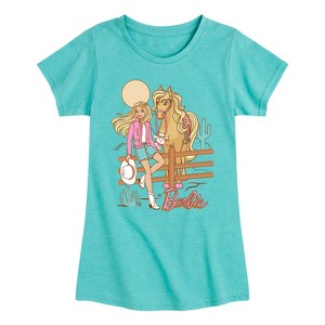 Girls' - Barbie - Desert Cowgirl Fitted Short Sleeve Graphic T-Shirt - 1 of 4