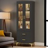 Hommoo Freestanding Storage Cabinet with LED Light, Doors & 2 Drawers - 2 of 4