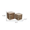 HomeRoots Set Of 2 Square Brown Linen Fabric And Wood Slats Storage Benches - 3 of 4