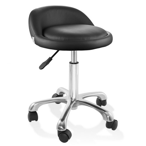 Saloniture Rolling Hydraulic Salon Stool with Low Backrest Adjustable Swivel Chair for Spa or Medical Office Black