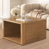 30.8" Square Farmhouse Coffee Table, 2-Tier Natural Wood Table with Half-Open Storage for Living Room - 4 of 4