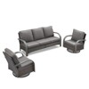 POCASSY 3 Pieces Patio Sofa Set, Patio Furniture Set with Patio Couch and Swivel Patio Chair, Metal Armrest All Weather Wicker Patio Set for Porch - 2 of 4
