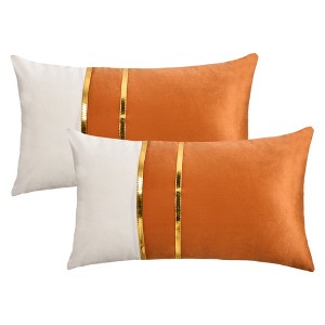 REGALWOVEN Velvet Soft Decorative Square Patchwork Throw Pillow Covers  2 Pcs - 1 of 4