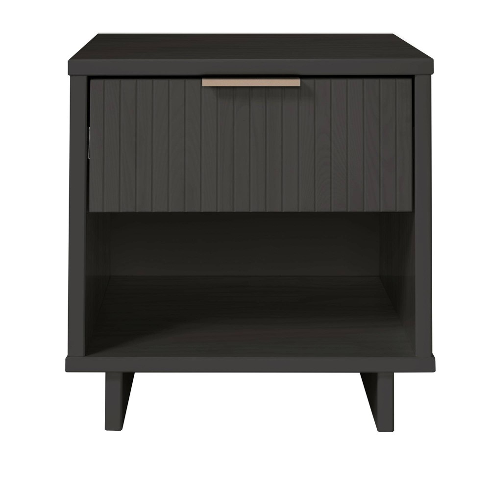 Manhattan Comfort Granville Modern 1 Drawer Nightstand Dark Gray : Bedroom Storage with Shelf, Wood Frame