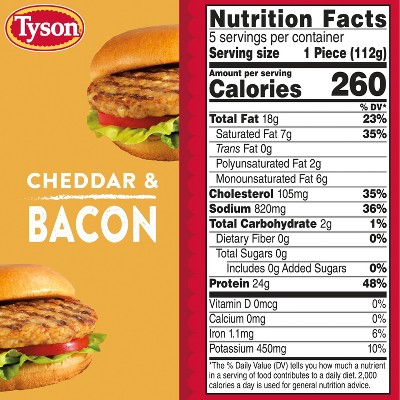 Tyson Bacon & Cheddar Boneless Chicken Burger - Frozen - 20oz