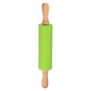 Unique Bargains Silicone Smooth Wooden Handle Non-Stick Kitchen Rolling Pin - 1 of 4