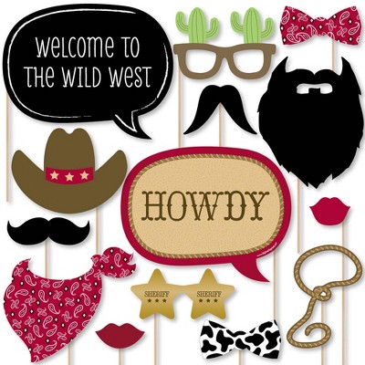 Big Dot of Happiness Little Cowboy - Western Photo Booth Props Kit - 20 Count