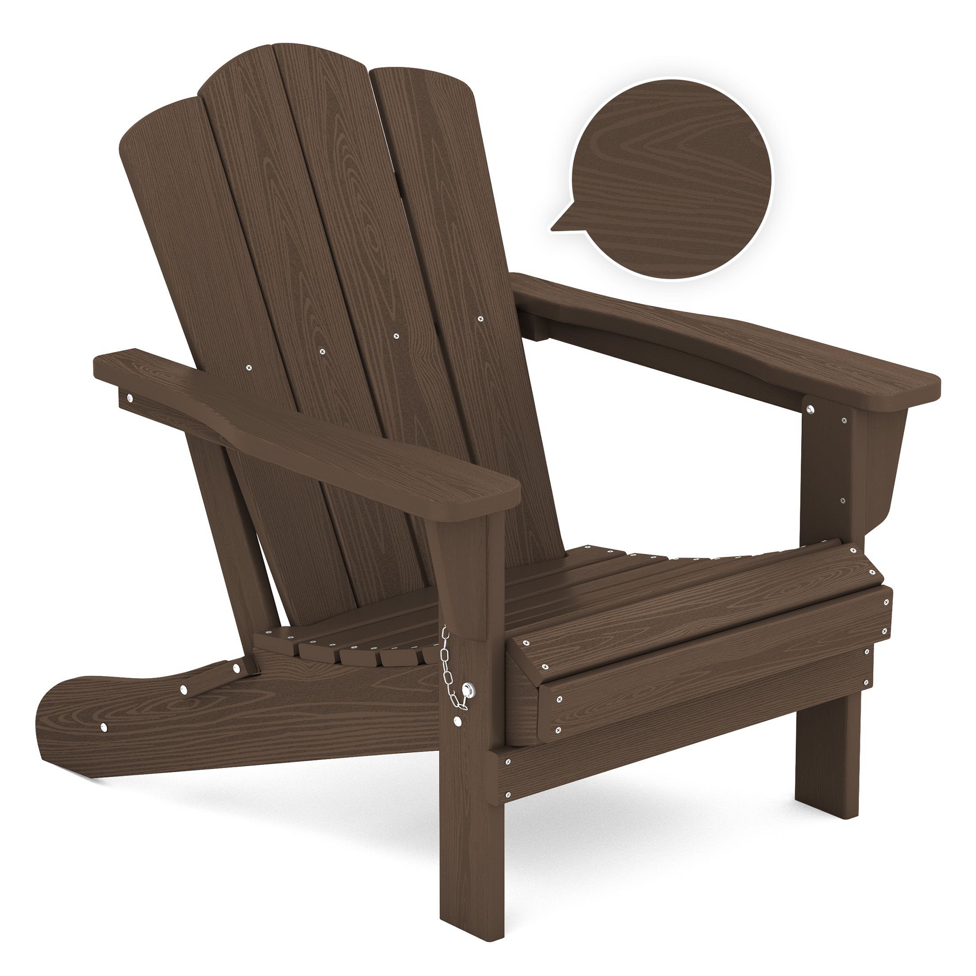 Hyleory Folding Adirondack Chair Outdoor, HDPE Patio Accent Chair/ Color: Coffee