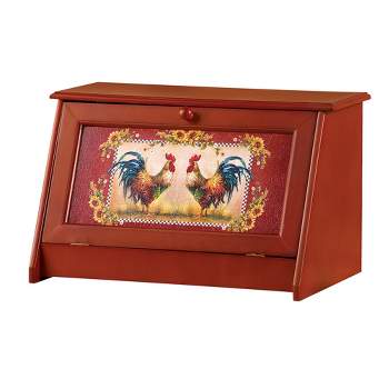 Collections Etc Sunflower Rooster Bread Storage Box 15 X 9 X 9
