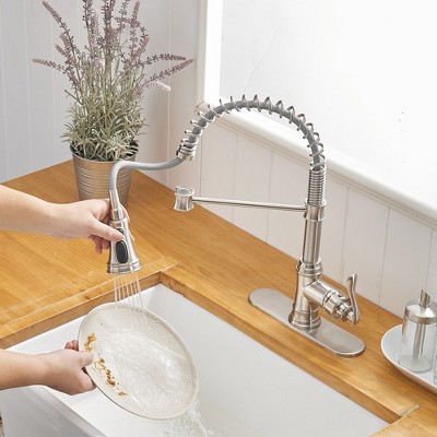 Brushed Nickel Single-Handle Pull-Down Sprayer Kitchen Faucet