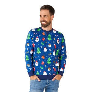 OppoSuits Men's Christmas Sweater - Festivity Blue - 1 of 4