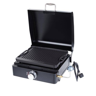 Lifesmart SG270LB-H 17" Reversible Cast Iron Griddle/Grill with Lid, Carry Bag, and Adapter Hose