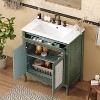 TiramisuBest 30"Antique Bathroom Vanity with Ceramic Sink,Mid-Century Modern Cabinet,2 Soft-Close Doors,Large Storage,Retro Freestanding,Brown - 2 of 4