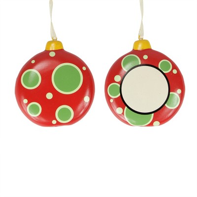 Roman 3.25" Blank Monogram Disk Christmas Ornament - Red/Green