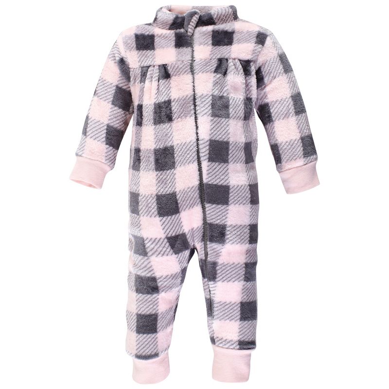 Hudson Baby Infant Girl Plush Jumpsuits, Pink Moose, 5 of 6