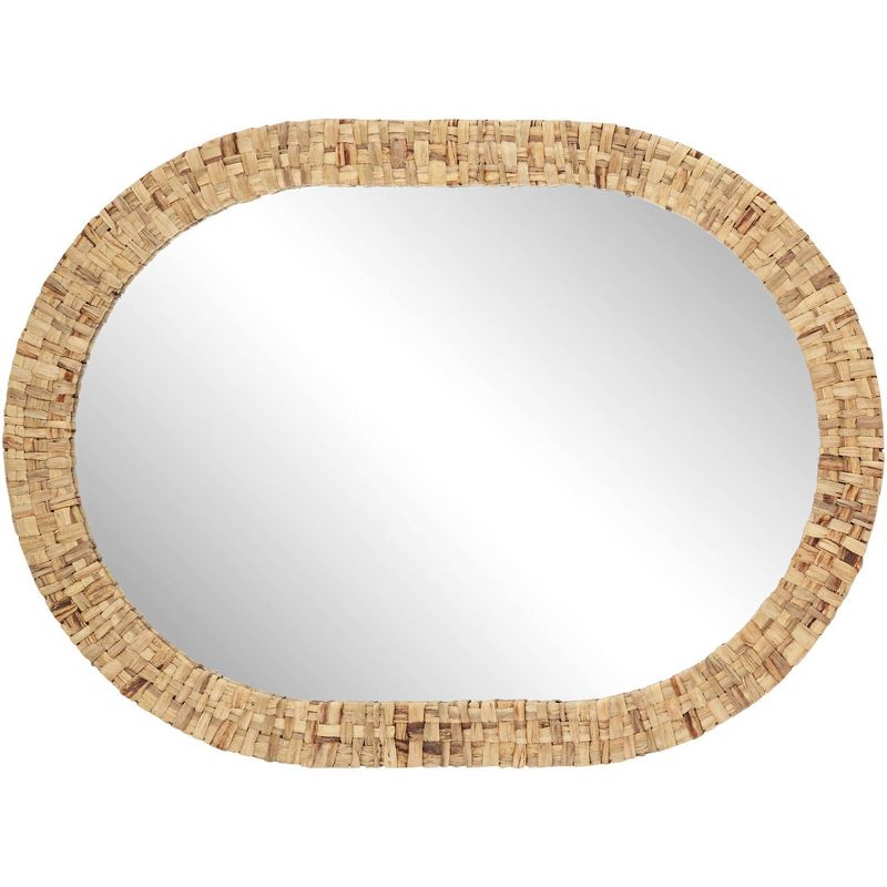 Noble Park Tioga Oval Vanity Wall Mirror Modern Natural Woven Rattan Frame 26 1/2" Wide for Bathroom Bedroom Living Room House Office Home Entryway, 5 of 10