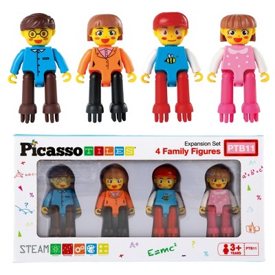 PICASSO-TILES 4 PC Character Hedgehog Feet Figures Set STEM Toys for Kids 3+
