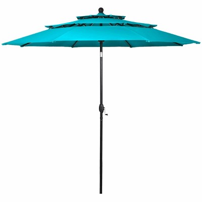 Tangkula Patio Market 10ft 3 Tier Umbrella Double Vented Aluminum Sunshade Shelter