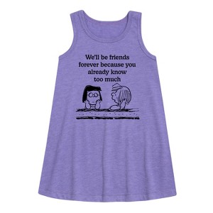 - Peanuts - Friends Forever Marcie And Patty Graphic Sleeveless Aline Dress - 1 of 3