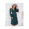 Clearlove Womens Elegance Maternity Dresses Long Sleeve Midi Dress Casual V Neck Button Down Tiered Flowy Aline Waist Shirt Dress - 2 of 4