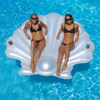 Swimline 82" Water Sports Inflatable Seashell Island Swimming Pool Raft Lounger - White