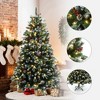 LuxenHome 6Ft Pre-Lit Artificial Pine Christmas Tree with Frosted Tips, Pinecones, and Red Berries Green - 3 of 4