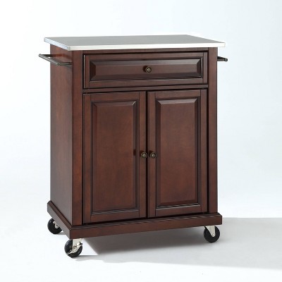Compact Stainless Steel Top Kitchen Cart Mahogany - Crosley
