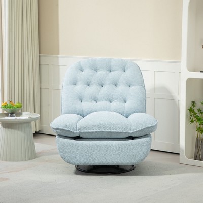 Okak Elegant Swivel Recliner Adjustable Chair Accent Chair with Soft Cushion Chenille Glider Chair Sofa with Metal Round Base for Lounge Bedroom, Blue