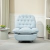 PAGED Chenille Upholstered Accent Chair with Metal Round Base, Modern Swivel Chairs for Bedroom, Reading Room, Teal - 2 of 4
