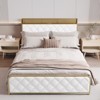 King Bed Frame with LED Light and Charging Station,Upholstered  Platform with Storage Headboard and Footboard,Metal Slat Support,Easy to Assemble - 3 of 4