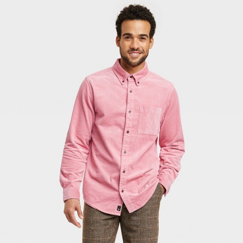 Mens pink outlet button down shirt