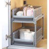 The Lakeside Collection 2 Tier Sliding Basket - Under Sink Organizer and Storage – Gray - 2 of 3