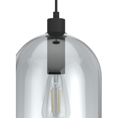 Lochemeade Smoked Glass Farmhouse Pendant Light in Natural Black Iron