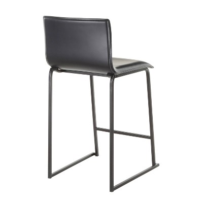 Mara 26" Black Faux Leather and Metal Counter Stools Set