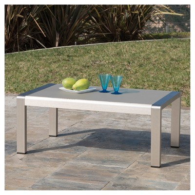 Cape Coral Rectangle Aluminum Coffee Table with Glass Top