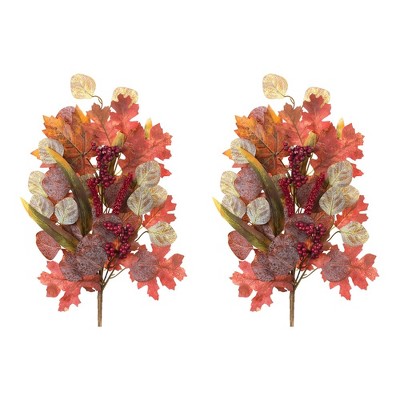 Mixed Fall Foliage Leaf Stem (Set of 2)