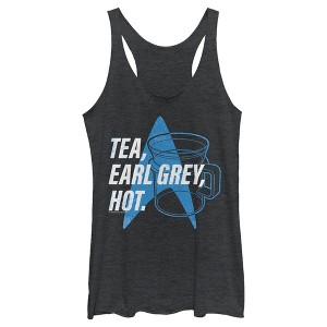 Women's Star Trek: The Next Generation Cup Of Tea Earl Grey Hot, Captain Picard Racerback Tank Top - 1 of 4