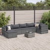 vidaXL 8 Piece Patio Lounge Set w/Cushions Gray Poly Rattan - Outdoor Garden Deck Furniture w/Tempered Glass Table & Footstool ``` - 2 of 4
