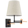 Claxy Set of 2 Fabric Shade Swing arm Plug-in or Hardwired Black Wall Lamp - 4 of 4