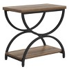 Syemin End Tables Industrial 2-Tier End Table, Vintage Wood Side Table, Nightstand Bedside Table,  Accent Chairside Table, Gray, 15.75"*23.62"*23.62" - 2 of 4