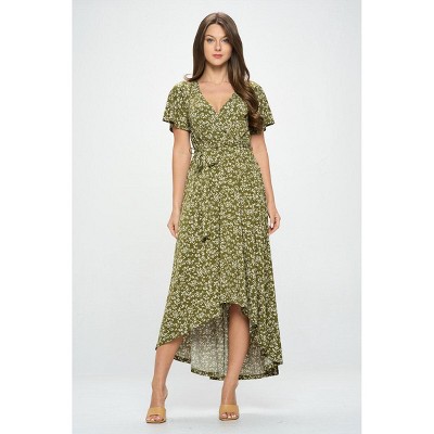 WEST K Women's Georgia Faux-Wrap Maxi Dress with High-Low Hem and Tie Waist