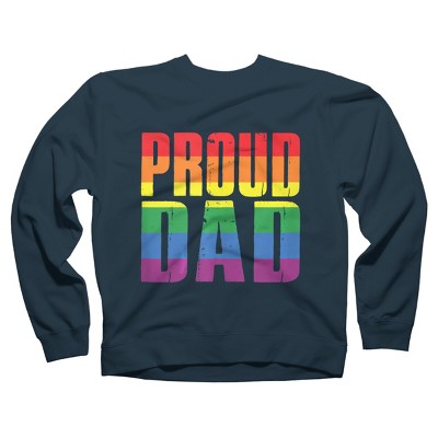 Adult Design By Humans Rainbow Pride Proud Dad By Luckyst Sweatshirt - Navy - Large