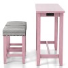HOMES: Inside + Out 3pc Rockland Dining Set with USB Plug Antique Pink: Transitional Style, Padded Counter Stools - 3 of 4