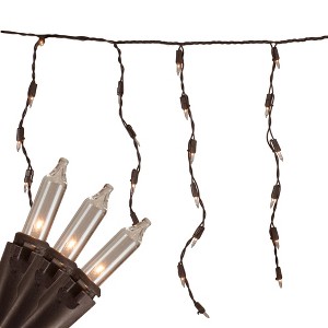 Northlight 100 Count Clear Mini Icicle Christmas Lights - 3.5 ft Brown Wire - 1 of 4