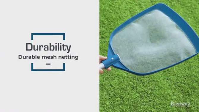 Bestway FlowClear 64 Inch Aboveground Swimming Pool Debris Leaf Skimmer Mesh Net Cleaning Maintenance Rake with Extendable Aluminum Handle, 2 of 8, play video