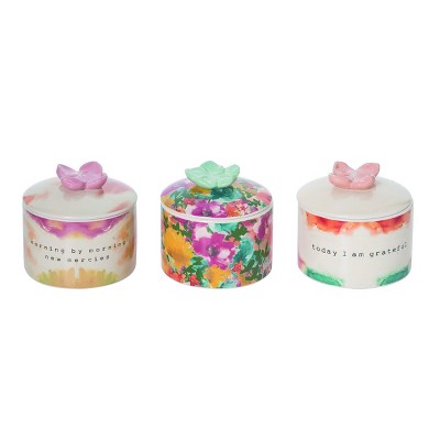 Transpac Ceramic Lidded Boxes Set of 3 Spring Home Decorations
